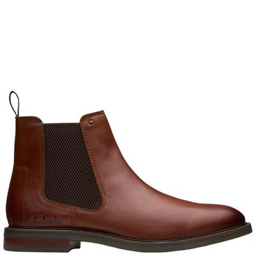 CLARKS MENS LACE ANKLE BOOT - DARK TAN